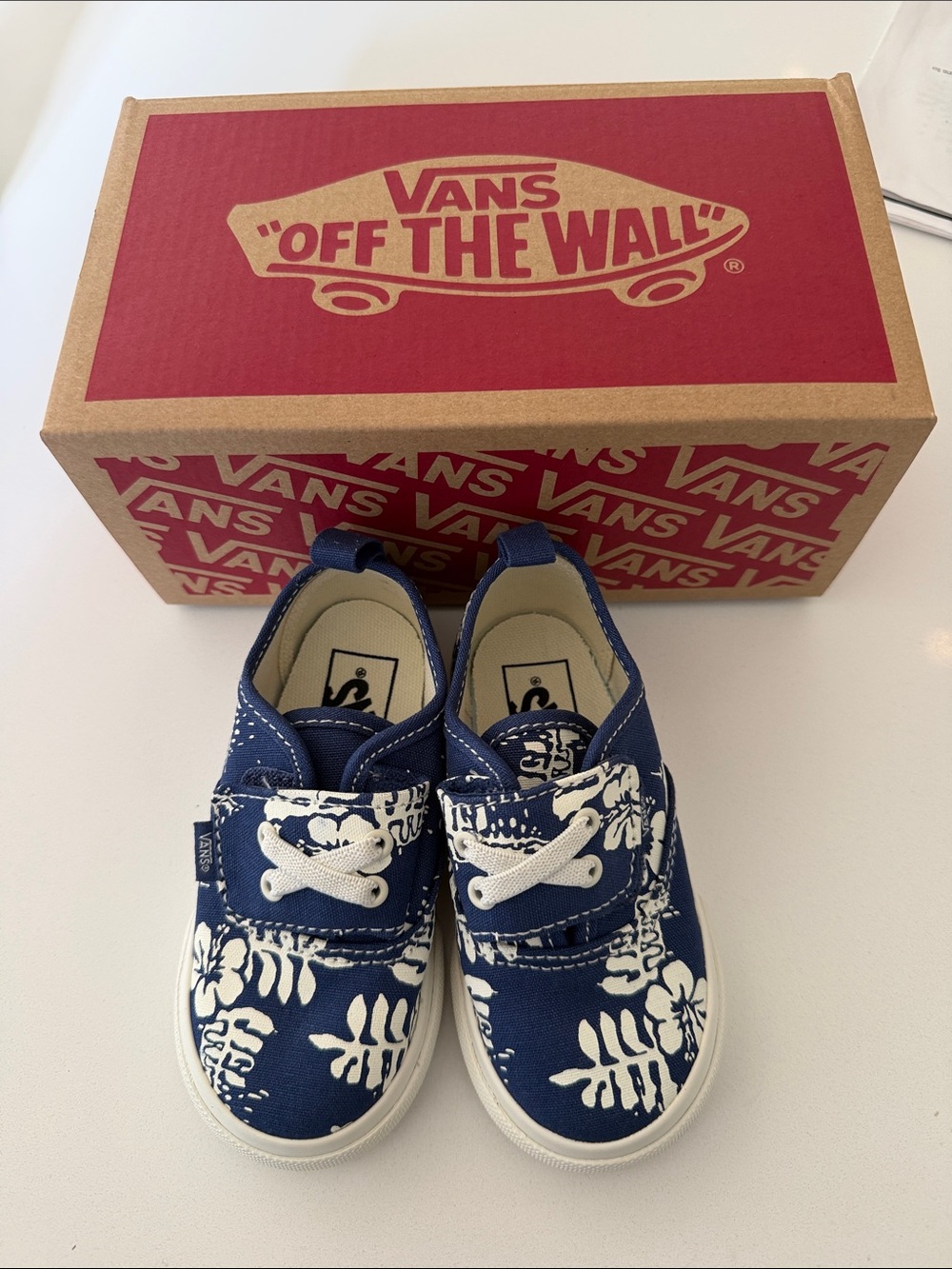 Vans toddler Navy Blue & White Floral Slip-On Sneakers